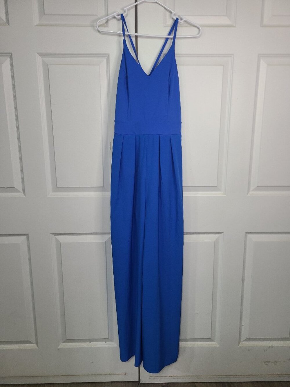 Halara Breezeful Backless Cross Strap Wide Leg Flare Jumpsuit Blue -Size Medium